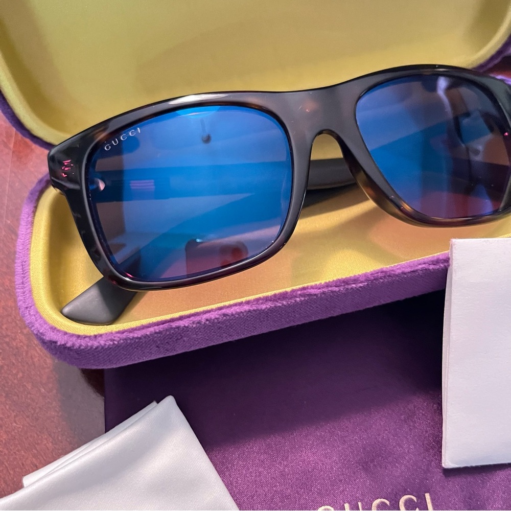 Unisex Gucci GG0008S 003 Havana Tortoise Shell Sunglasses 54-19-150 - Picture 9 of 10